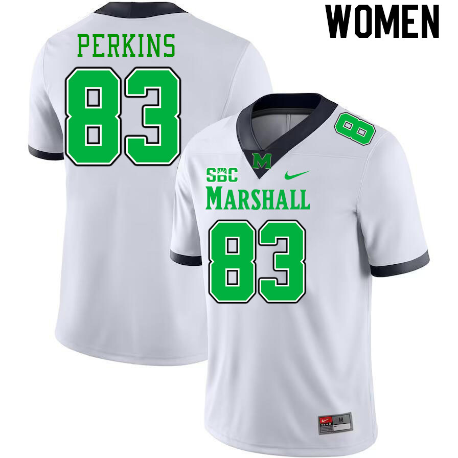 Women #83 Ty Perkins Marshall Thundering Herd SBC Conference College Football Jerseys Stitched-White